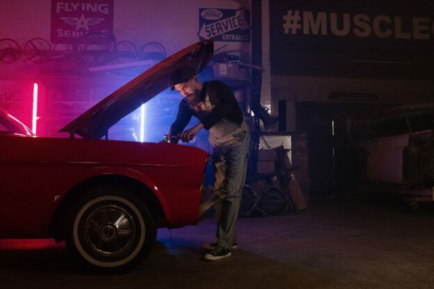 Braun Productions team modifying a classic Ford Mustang